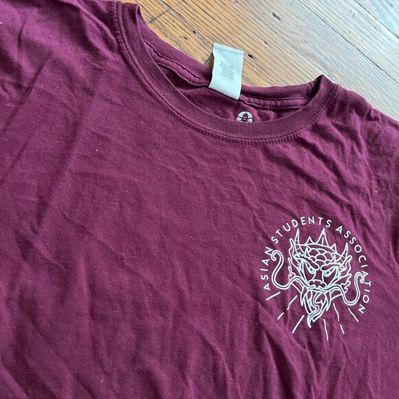 Gildan Softstyle Burgundy Red Men's T-Shirt Size L Asian Student Association ASA - Picture 2 of 5